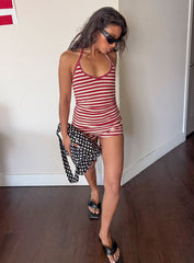 Watch Me Leave Halter Playsuit Red / White Stripe