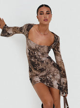 Suareza Long Sleeve Mini Dress Leopard