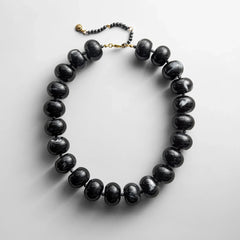 Joan Semi-Precious Necklace - Obsidian Bead
