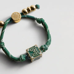 Block Party Varsity Number Custom Bracelet - Dark Green Single Digit