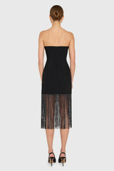 Strapless Puzzle Dress with Fringe