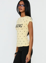 Darling Girl Graphic Top Yellow Polka Dot