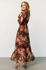 Luciana Maxi Dress | Brown Floral