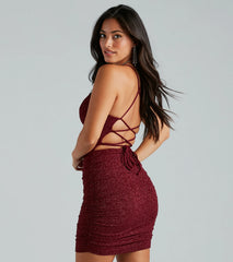 My Sparkle Glitter Lace-Up Mini Dress