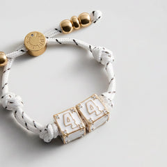 Block Party Varsity Number Custom Bracelet - White Double Digit