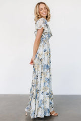 Lynlee Metallic Maxi Dress | Dusty Blue