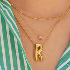 14K Gold Birthstone Pendant Necklace - Topaz