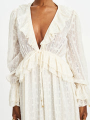 Safiya Jacquard Chiffon Long Sleeve Maxi Dress