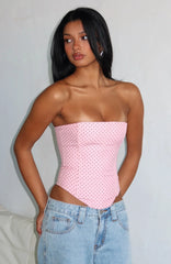 Let It Go Strapless Bustier Pink Polka Dot