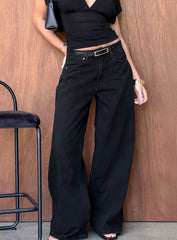 Naylor Mid Rise Wide Leg Jeans Washed Black Denim Petite