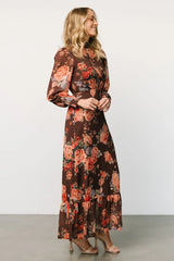 Luciana Maxi Dress | Brown Floral