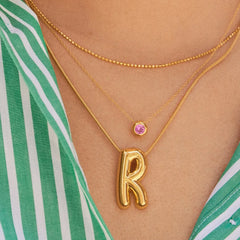 14K Gold Birthstone Pendant Necklace - Garnet