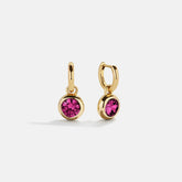 18K Gold Birthstone Drop Earrings - Rose
