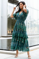 Lotte Embroidered Midi Dress | Emerald