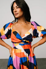 Lola Midi Dress | Rust + Navy Multi