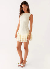 Manuka Ruffle Mini Dress - Yellow