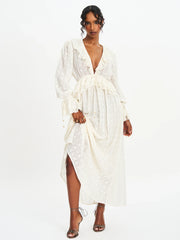Safiya Jacquard Chiffon Long Sleeve Maxi Dress