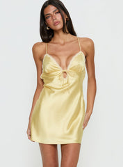 Jasminda Lace Trim Mini Dress Yellow
