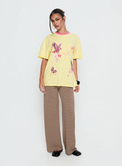 Wild Light Oversized Graphic Tee Yellow / Pink