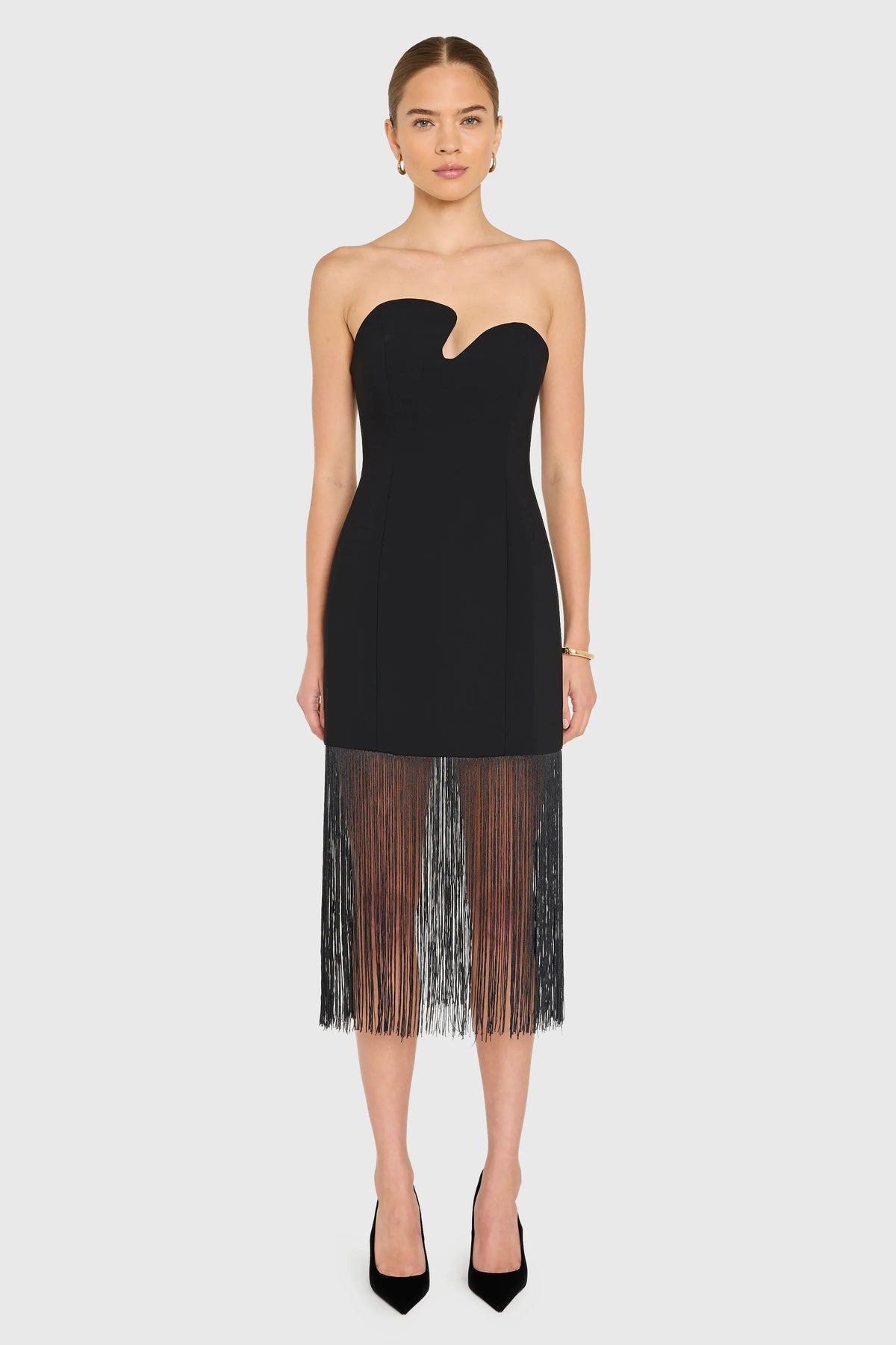 Strapless Puzzle Dress with Fringe
