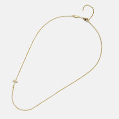 18K Gold Asymmetrical Cross Necklace - Cross