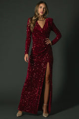 Madonna Sequin Maxi Dress | Burgundy