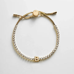 Block Letter Tennis Bracelet - Initial Tennis Bracelet