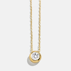 14K Gold Birthstone Pendant Necklace - Crystal