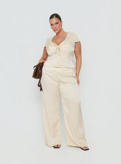 Aubrette Satin Collar Top Cream Curve