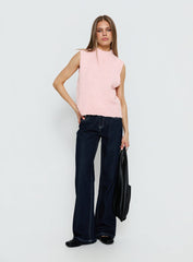 Lanette High Neck Sleeveless Top Soft Pink