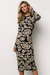 Marci Sweater Dress | Black + Ivory Floral