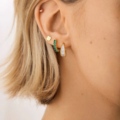 14K Gold Birthstone Huggie Earrings - Sapphire