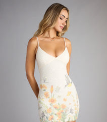 Sally Floral Beaded Mini Dress