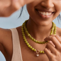 Janette Beaded Ring Necklace - Olive