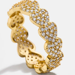 18K Gold Heart Pavé Ring - Heart