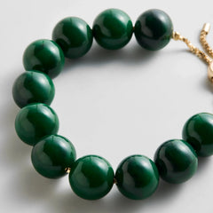 Jane Beaded Bracelet - Dark Green Bead