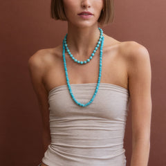 June Semi-Precious Beaded Necklace - Turquoise Bead