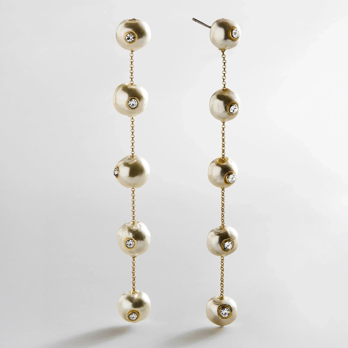 Blair Pearl & Crystal Earrings - Gold/Pearl
