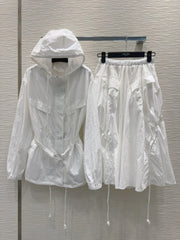 Prada 25 Jacket and Skirt White Polyester