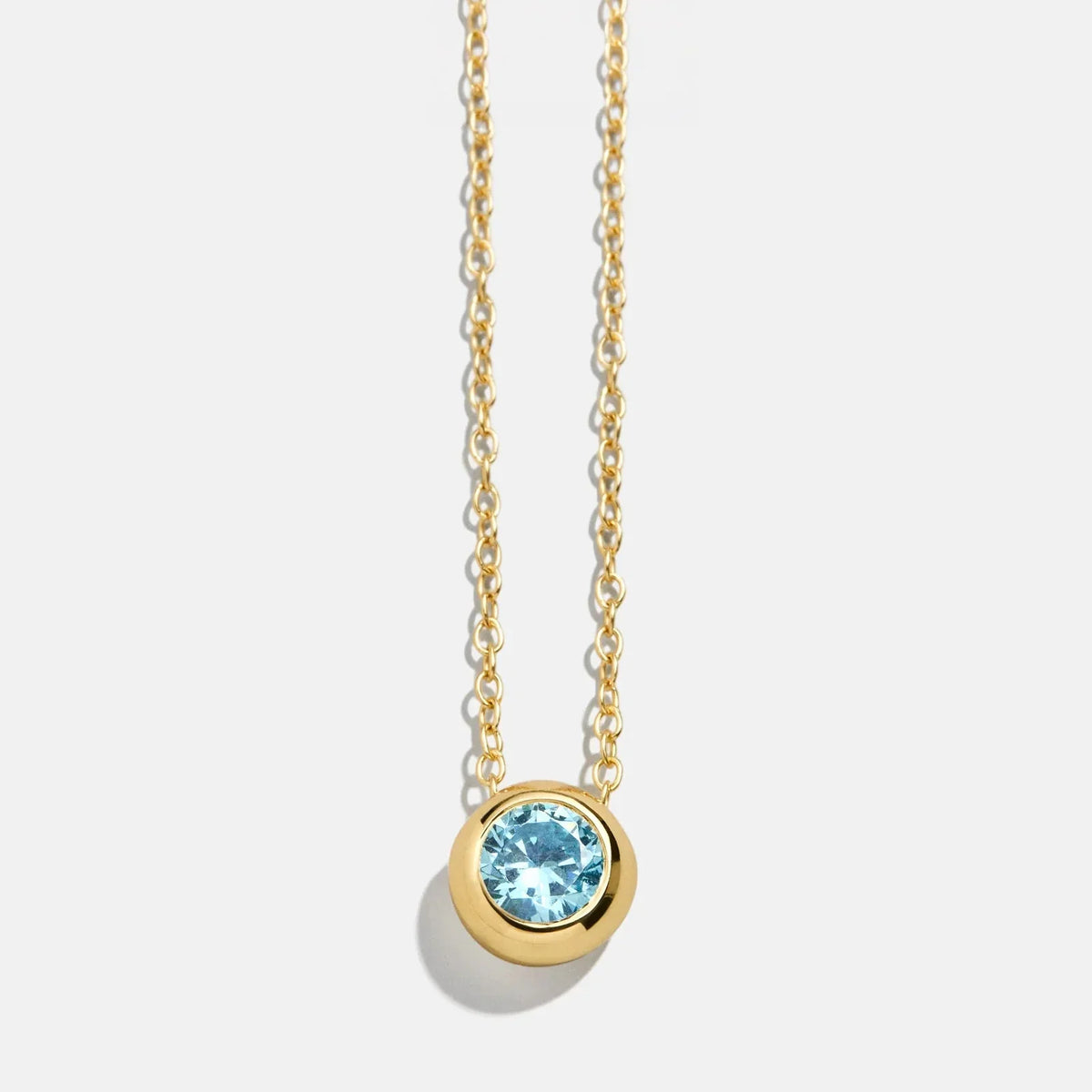 14K Gold Birthstone Pendant Necklace - Aquamarine