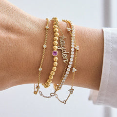 18K Gold Birthstone Pisa Bracelet - Blue Zircon