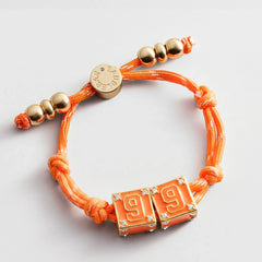 Block Party Varsity Number Custom Bracelet  - Tangerine Double Digit