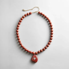 Jamie Semi-Precious Beaded Necklace - Red Jasper/Red Jasper
