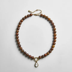 Janette Beaded Ring Necklace - Tiger's Eye
