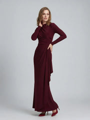 Ruffle Long Sleeve Sheath Gown