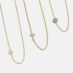 18K Gold Asymmetrical Cross Necklace - Cross