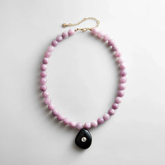 Jamie Semi-Precious Beaded Necklace - Light Amethyst/Black Hypersthene