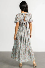 Lucinda Back Tie Dress | Dusty Blue Floral
