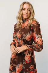 Luciana Maxi Dress | Brown Floral