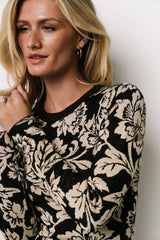 Marci Sweater Dress | Black + Ivory Floral